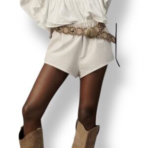 Anthropology women’s linen blend shorts relaxed bloomers micro pockets